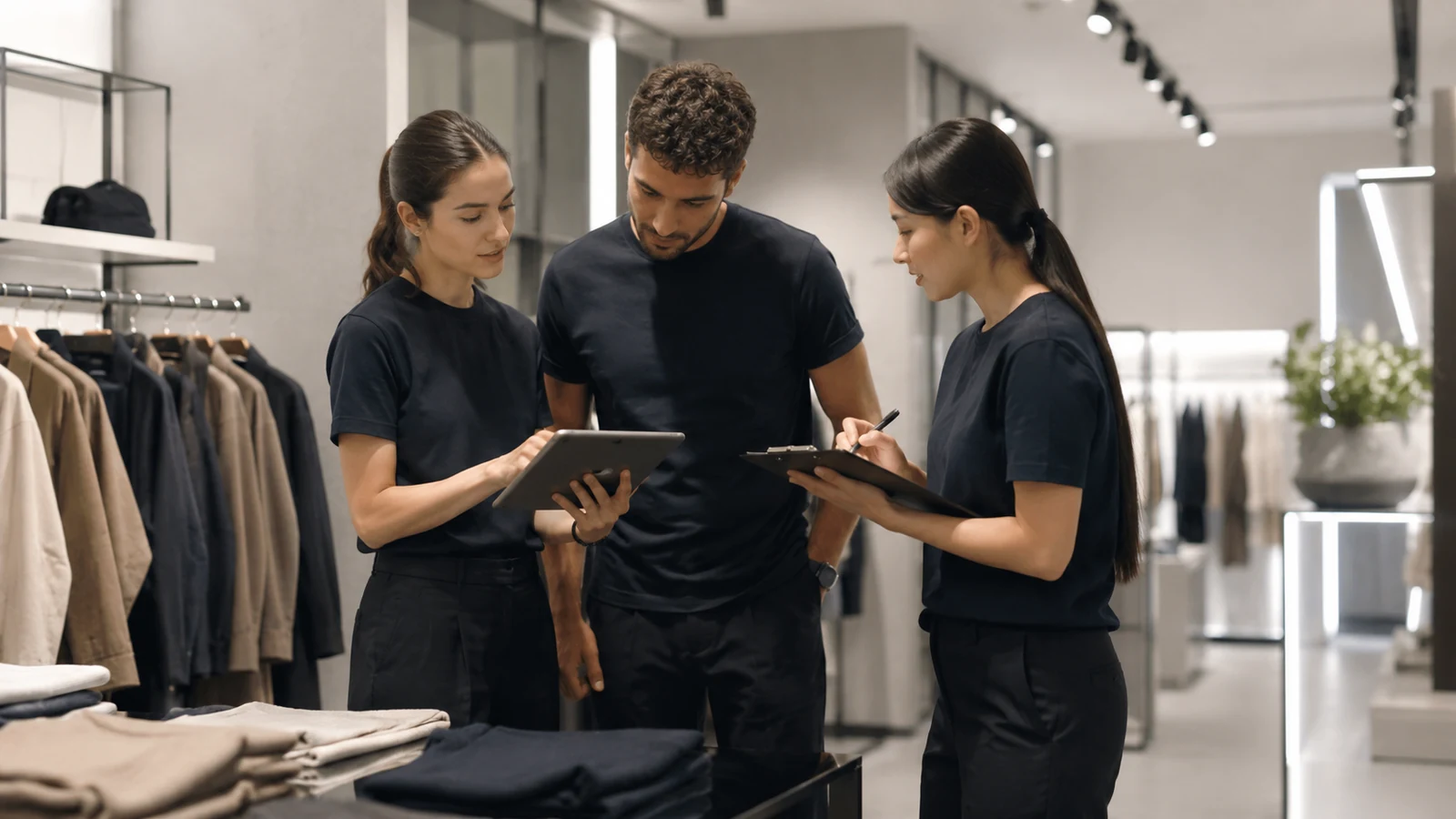 Equipo de retail colaborando y comunicándose en el punto de venta